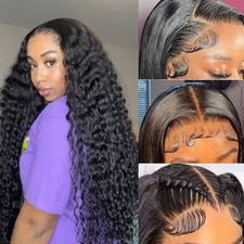 Daules Deep Curly Wave Wig Human Hair Natural Black 20 Inch picture