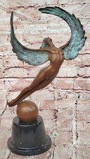 Signed Original Cesaro Icarus Genuine Bronze Sculpture Figurine Decor Art picture