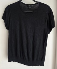 C'est City Sweater Womens L Black Solid Short Sleeve Pullover Top Shirt picture