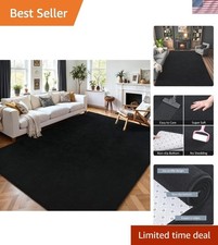 Luxurious 6x9 Black Shag Area Rug - Non-Slip Plush Memory Foam for Living Room picture