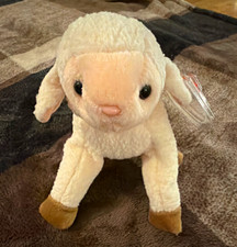 RARE Ty Beanie Babies Ewey Lamb Sheep Plush Beanbag 1998 Vintage MWMT picture