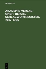 Akademie-verlag Gmbh, Berlin. Schlagwortregister, 1947-1966, Hardcover by No ... picture