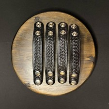 Duty Belt Keeper Basketweave Leather Chrome Double Snaps 7.25” (Lot of 4) picture