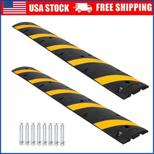 2Pcs 6 Ft Rubber Speed Bumps 2 Channel 66000 LBS Load Heavy Duty Road Speed Hump picture