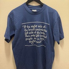 Oneita Left Handed T-Shirt Size XL Vintage 90s Humor Blue Graphic picture