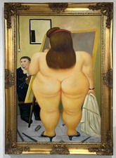Fernando Botero Oil on Canva signed style of Art Painting (1932 – 2023) Framed picture