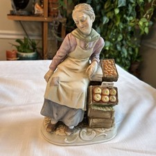 Vintage Bruno Porcelain Figurine Elderly Woman, Selling Fruit Capodimonte #1044 picture