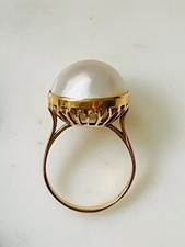 TASAKI Huge 18K Solid Gold 18mm Mabe Pearl Ring Showstopper 7.81g Size 8 WOW picture