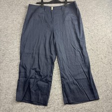 J. Jill Pants Womens 2X Blue Linen Stretch Wide Leg Elastic Waist Casual picture