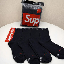 Supreme Hanes Black Crew Socks 4 Pairs Streetwear Essentials New picture