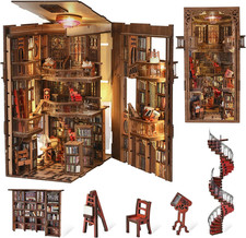 Book Nook Library Kit, DIY Miniature Dollhouse Booknook Kit, 3D Wooden Puzzle Bo picture