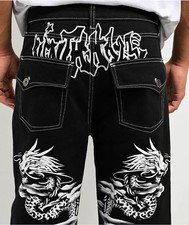 Ninth Hall Ambush Dragon Men's Black Baggy Denim Jeans Sz:38 X 32  NWT picture