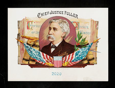 EX RARE 1890s Cigar Sample Label - O.L. Schwencke Litho - CHIEF JUSTICE FULLER picture