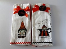NWT Carnival Cottage by Johanna Parker Kitchen Towels Halloween Witch Set of 4  picture