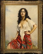 Hand Painted Old Master-Art Antique style Oil Painting Female woman On Canvas picture