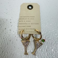 Anthropologie Brand Gold Martini Glass Earrings picture
