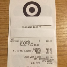 HOT WHEELS 2026 TARGET MAIL IN - RECEIPT ONLY --- REQUIRED FOR PORSCHE PROMOTION picture