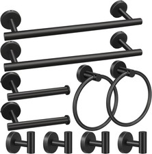 Matte Black Bathroom Accessories Set - 10 Piece Stainless Steel Hardwar picture