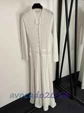 Sandro Women Pearl Button Elegant Hollow Out Long Sleeved Knitted Dress picture