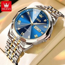 OLEVS Men's Watch Rhombus Mirror Original Quartz for Man Waterproof Luminous picture