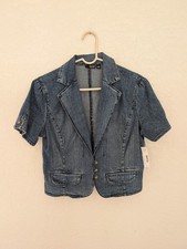 Vintage ANA Denim Blouse Blazer Brass Buttons Y2K Size L NWT Deadstock picture
