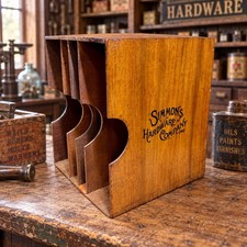 Rare Vintage Wooden Desktop file Organizer Mail Sorter Simmons Hardware Company picture