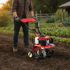 63cc 4-Stroke Gas Power Mini Tiller Cultivator Clearance for Lawn Garden Field picture