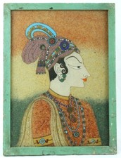 Divine Serenity Lord Krishna Sand Art | Indian Miniature Reverse Glass Painting picture