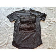 Switch Remarkable Mens Black Distressed Slashed Zipper T-Shirt SS7042 Large NWT picture