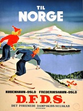 16878.Wall Decor Poster.Interior Art.Norway Travel Winter Sport Til Norge DFDS picture