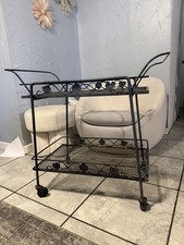 Vintage Woodard Dogwood Wrought Iron Tea Cart Removable Tray picture