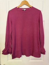 ISAAC MIZRAHI LIVE WOMENS SWEATER, PINK, SIZE M, RUFFLED CUFFS picture