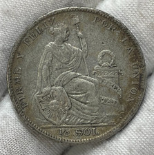 1927 Peru 1/2 Sol Silver Coin picture