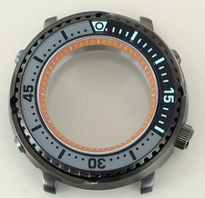 43.3mm Stainless Steel Sapphire Tuna Watch Case Desert Safari Gray Orange NH34 picture
