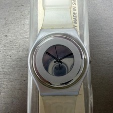Swatch BACK UP Watch Men 34mm Silver Dial Silver Tone Round GM140 New Battery picture