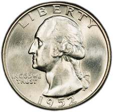 1952-D PCGS MS65 (Gem) Washington Quarter | Brilliant Blast White Obv Surfaces picture