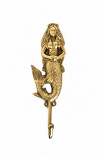 Solid Brass Mermaid Coat Hook Wall Door Hook Nautical Vintage Decor 8.1/4
