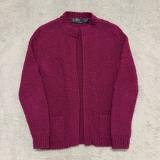 Vintage Le Roy Knitwear Cardigan Womens S Magenta Pink Boucle Open Front 90s picture