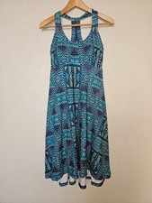 prAna Cali Racerback Dress Size Small Geometric Navy Green Bridge Print Veeda picture