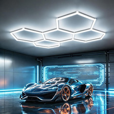 Hexagon Garage Light, 168W 6500K Super Bright Honeycomb LED Ceiling Light, DIY picture