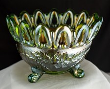 Beautiful Antique Northwood Wild Rose Open Rim, Footed Bowl picture