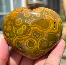 198g Rare Natural Ocean Jasper Heart With Druzy Crystal Reiki Healing picture