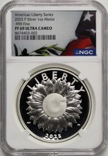 2025 P 1oz Proof  Silver American Liberty Sunflower Medal NGC PF69 UCAM picture