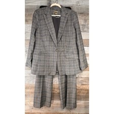 Talbots Womens Grey Glen Plaid Italian Fabric Blazer and Pants Suit Set 16 picture
