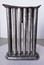 Early 19th Century Antique Primitive Dozen 12 Tubes Holes Candle Mold Tin picture
