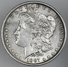 1887-P  $1  MORGAN SILVER DOLLAR  AU DETAILS 