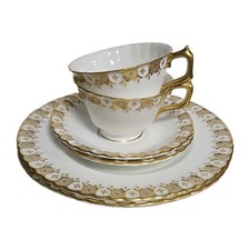 Vintage Royal Crown Derby England Heraldic Gold A1066 Tea Cup & Saucer Trio Sets picture