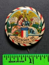 Vintage 1913 German Day Detroit Pinback Pin picture