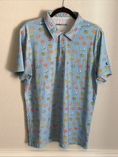 Shankitgolf Polo Men’s Large Donuts All Over Print AOP Stretch Performance Golf  picture