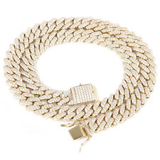 13mm Miami Cuban Link Chain 14K Gold Plated Iced Out Necklace for Men & Women picture